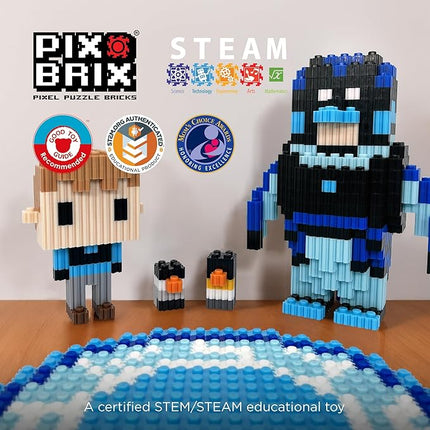 Pix Brix - Wild Kratts Toys Pixel Art Kit - Rhinoceros, 1344 Pieces - Patented Slide + Stack Pixel Puzzle Building Bricks, Build & Collect Wild Kratts Animals - Stem Toys, Ages 6 Plus