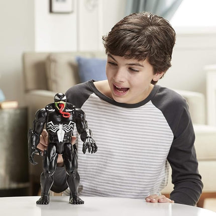 Spider-Man Maximum Venom Titan Hero Venom Action Figure, Inspired by The Marvel Universe, Blast Gear-Compatible Back Port, Ages 4 and Up, Black