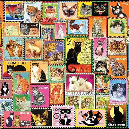 Buffalo Games - Lewis T. Johnson - Cats on Stamps - 750 Piece Jigsaw Puzzle for Adults -Challenging Puzzle Perfect for Game Nights - Finished Size is 24.00 x 18.00