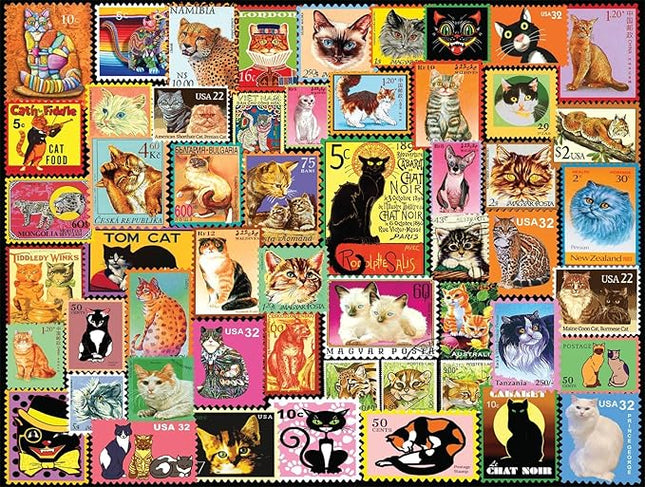 Buffalo Games - Lewis T. Johnson - Cats on Stamps - 750 Piece Jigsaw Puzzle for Adults -Challenging Puzzle Perfect for Game Nights - Finished Size is 24.00 x 18.00