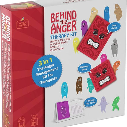 Behind the Anger Therapy Kit | Counseling Tools & Anger Management for Kids & Teens | CBT Games & Therapy Board Games for Emotional Regulation | for Therapists, Counselors & Teachers