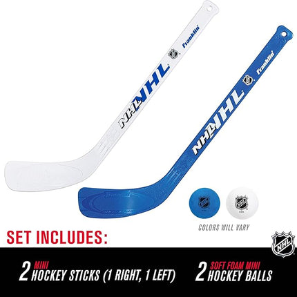 Franklin Sports NHL Mini Hockey Stick and Ball Set - Kids Indoor Knee Hockey Game Set - Includes 2 Mini Sticks and 2 Foam Balls