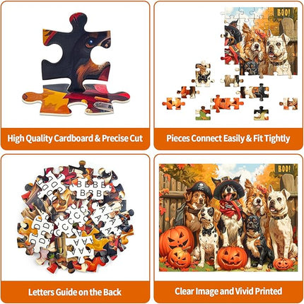 100 Piece Puzzles for Kids, Halloween Dog 100 Piece Puzzles for Adults, Halloween Puppies 100 Pieces Puzzle, Puzzle for Kids Ages 4-8 Jigsaw Puzzle for Seniors Kid Ages 6-10 Brain Teaser