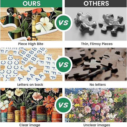 500 Piece Puzzle for Adults | Vintage Wildflowers Books Puzzle | Recycled Cardboard Plant Flowers Jigsaw Puzzle 500 Pieces | Challenging Game Home Decor Birthday Party Gift Toy for Adults Kids Seniors