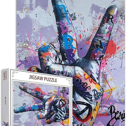 1000 Piece Street Graffiti Jigsaw Puzzle Colorful Doodle Happy Gestures Jigsaw Puzzles for Adults Challenging Family Activity Games Colorful DIY Puzzle for Home Decor Gifts for Friends 20 x 27