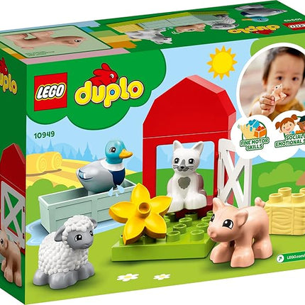 LEGO DUPLO Town Farm Animal Care 10949 Toy for Toddlers, Girls and Boys 2 Plus Years Old with Duck, Pig, Sheep & Cat Figures, Early Development Toys