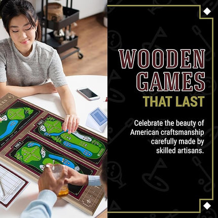19th Hole Golf Board Game, Walnut Wood Golf Gifts for 2 Players or More, Indoor & Outdoor Family Bonding Activities, Fun Entertainment for Family Gatherings, Events & More - Across the Board Game