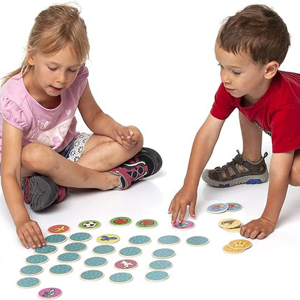 Cottify 2-Pack Wooden Memory Matching Game for Toddlers for Toddlers 3-5 Years, Durable, Toddler Memory Game for Kids 3 and up, Toddler Matching Toy, First Words and Animals, 72 Cards