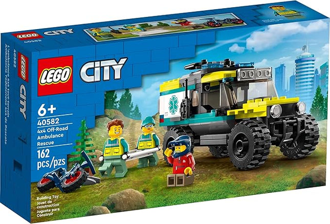 LEGO 40582 City 4x4 Off-Road Ambulance Rescue Limited Edition 2023 Set 6+ 162 Pieces with Cool Off-Road Vehicle and 3 Minfigures, Yellow Green and Red as Main Colours
