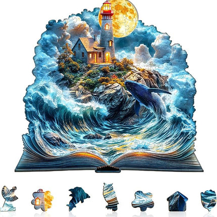 Wooden Puzzles for Adults, Wooden Jigsaw Puzzles for Adults Kids, Dream Sea Wonder Unique Shaped Wood Puzzles Adult, Creative Gifts for Friends Family Game, Home Decor(11.4 * 10.6in 175pcs)