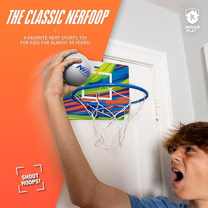Nerf Nerfoop - The Classic Mini Foam Basketball and Hoop - Hooks On Doors - Indoor and Outdoor Play - A Favorite Since 1972