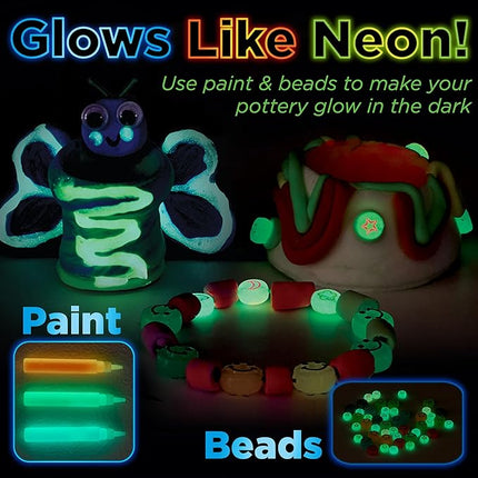 Faber-Castell Neon Glow Pottery Studio: Create Your Own Pottery Designs with USB-Powered Pottery Wheel, Air Dry Clay, Neon & Glow in The Dark Paints, Tools & 50+ Craft Supplies for Kids (Ages 8+)
