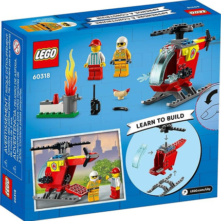 LEGO City Fire Helicopter Toy 60318 for Preschool Kids, Boys and Girls 4 Plus Years Old, with Firefighter Minifigure & Starter Brick