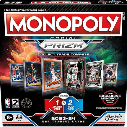 Monopoly Prizm: NBA 2nd Edition Board Game | Monopoly Game with 2023-24 Panini NBA Trading Cards | Ages 8 and Up | 2 to 4 Players | Basketball Games