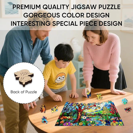 Wooden Puzzles for Adults 500 Pieces, Stained Glass Tree of Life Jigsaw Puzzles, Adults Puzzles, Birthday Gifts for Puzzle Lover, Family Brain Game 14.2x18.9 inch