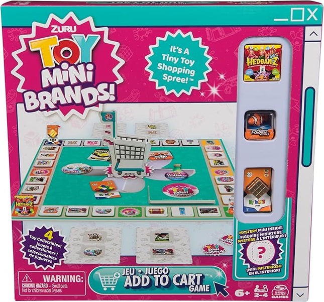 Spin Master Games, Toy Mini Brands Add to Cart Game, A Tiny Shopping Spree for Kids, 4 Collectible Toy Mini Brands Included, 2-4 Players, for Ages 6 & Up