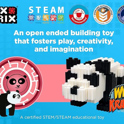 Pix Brix - Wild Kratts Toy Pixel Art Kit - Giant Panda, 543 Pieces - Patented Slide + Stack Pixel Puzzle Building Bricks, Build & Collect Wild Kratts Animals - Stem Toys, Ages 6 Plus