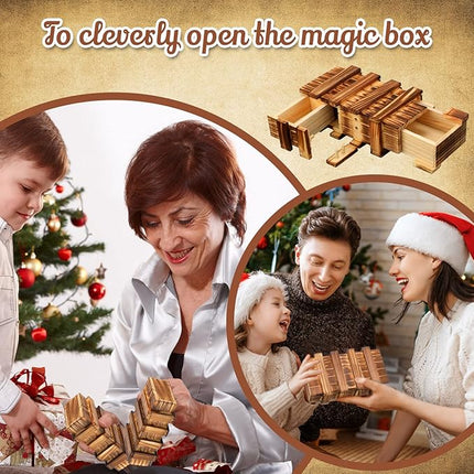 Yilloog 8 Pcs Secret Puzzle Box with Compartments for Adults Secret Puzzle Drawer Wooden Gift Boxes Game for Adults
