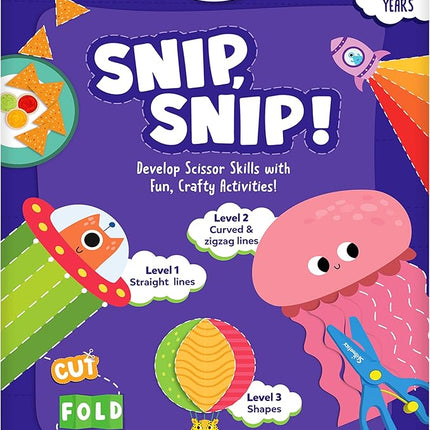 Skillmatics Scissor Skills Activity Book - Snip Snip, 25 Fun Cutting & Creative Activities for Preschoolers, 2 Child-Safe Scissors, Fine Motor Skills, Felt Craft Kit, Gifts for Kids Ages 3, 4, 5, 6, 7