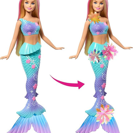 Barbie Mermaid Toy Dolls with Surprise Magic Blooming Flowers Feature, Ombre Tails, Pearl Headband Accessory & Long Blonde Hair with Pink Highlights