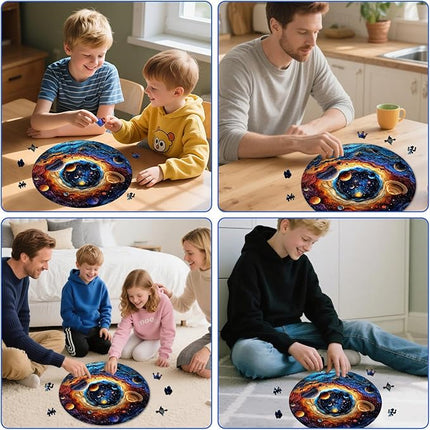 Wooden Jigsaw Puzzles 500 Pieces - Unique Solar System Planets Puzzle, Stress Relief Game for Adults, Creative Gift for Science Lovers and Kids, 16.5x16.5 in