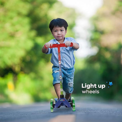 Voyager - Self Balancing Kick Scooter with Light Up Wheels, Extra Wide Deck, 3 Wheel Platform, Foot Activated Brake, 75 lbs Limit, Kids & Toddlers Girls or Boys, for Ages 3 and Up