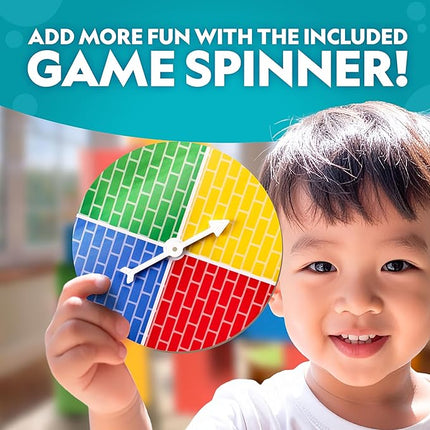 National Geographic Kids Jumbo Cardboard Building Blocks – 40 Heavy-Duty Bricks in 3 Sizes, Build & Learn with Game Spinner & Activity Cards for Kids 3+, Indoor Play Construction Toy for STEM Learning