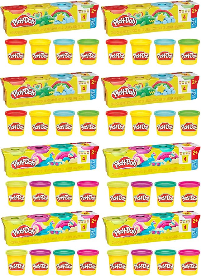 Play-Doh Bulk 4 Pack Vibrant Colors, 32 Colorful 3 Ounce Cans of Modeling Compound, Kids Arts & Crafts, Preschool Toys for Girls & Boys 3+