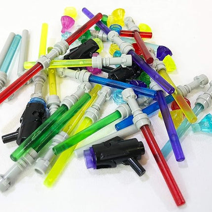 Brick Loot Light Saber & Blaster Weapons Pack, 75+ Mini Accessories for Lego Minifigures, Star Wars Building Set, Compatible with Major Brands, Includes Swords, Sabers, Guns for Kids & Adults Ages 6+