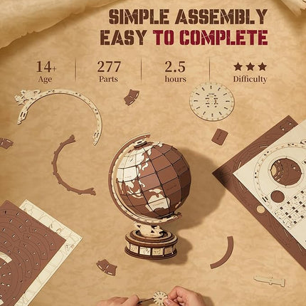 ROBOTIME 3D Wooden Puzzle for Adults Global Wonders DIY Model Kit to Build Wooden Craft Kits for Teens Educational Brain Teaser Assembly Toy Unique Gift
