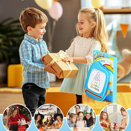 KOKODI Magnetic Drawing Board, Toddler Girl Toys for 1-2 Year Old, Large Doodle Board Pad Learning and Educational Toys for 1 2 3 Year Old Baby Kids Birthday Gifts(Blue)