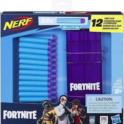 Nerf Fortnite 12-Dart Clip & 24 Official Elite Darts - Refill Pack for Fortnite Elite Blasters - for Youth, Teens, Adults