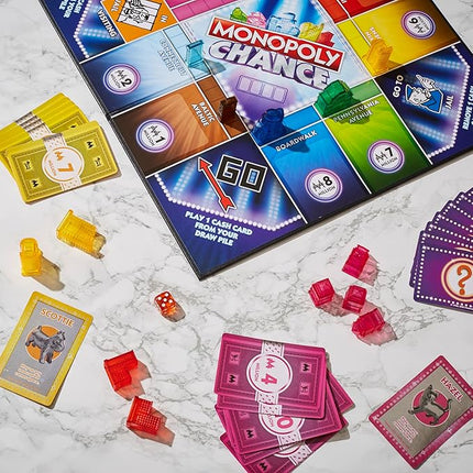 Monopoly Chance Board Game for Adults and Kids | Fast-Paced Family Party Game | Ages 8+ | 2-4 Players | 20 Mins. Average (Amazon Exclusive)