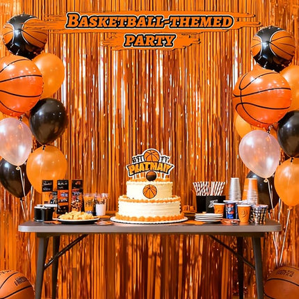 2 Pack Orange Foil Fringe Curtains Streamers Party Decorations 3.3 x 8.2 ft, Pink Tinsel Curtain Fringe Backdrop for Parties, Door Fringe Birthday Streamers, Barbie Backdrop Birthday Party Decorations