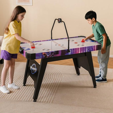 GYMAX Air Hockey Table, 56 Inch Air Hockey Arcade Game Table with Powerful 12V Motor and LED Digital Scoreboard, Includes 2 Pushers and 2 Pucks, for Home, Game Room and Office