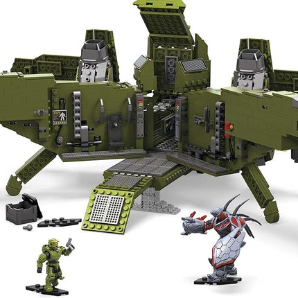 MEGA Halo Toy Building Sets, Pelican Inbound Vehicle with 2024 Pieces, 3 Micro Action Figures and Accessories, for Collectors