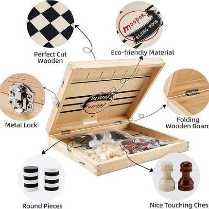 Fast Sling Puck Game - 2 in1 Chess Board and Desktop Battle Super Winner Game,Fast Action Wooden Air Hockey Board Game,Adults and Kids Family Friend Funny Slingshot Game Toys