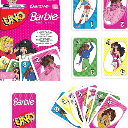 Mattel Games UNO Barbie Card Game with Special “Hi, Barbie!” Rule for Kids, Adults & Family Nights, Game Nights, Travel, Camping & Parties.