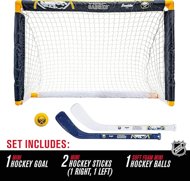 Franklin Sports NHL Mini Hockey Set - Kids Indoor Knee Hockey Goal, Ball, + 2 Stick Combo - Youth Team Indoor Toy Set - Official - Ages 3+