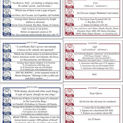 Wit's End — A Smart, Mind-Bending Trivia & Brain Teaser Game That Will Challenge Your Wits & Knowledge — Adult & Family Night Fun