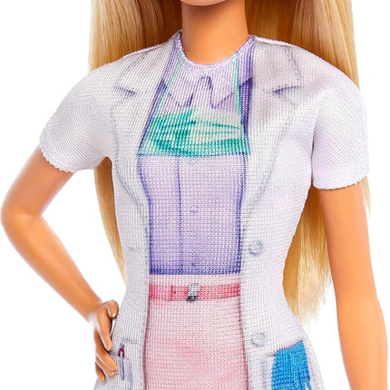 Barbie Dentist with Blonde Fashion Doll with Blue Dress and Lab Coat, 1 Kid Doll, Medical Doctor Furniture & Accessories