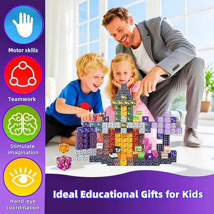 Magnetic Blocks, 120 PCS Magnetic Building Blocks, STEM Constructions Magnet Blocks for Boys Girls Age 3 4 5 6 7 8 9 10, Sensory Stacking Toy Christmas Birthday Gifts for Kids