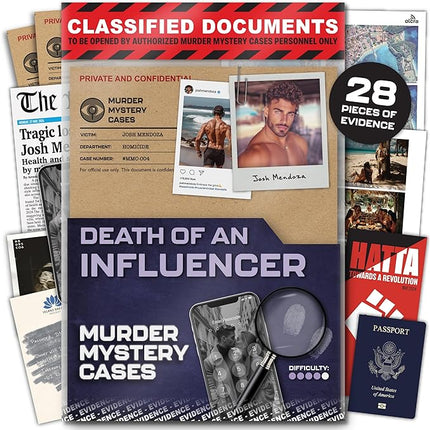 MMC Death of an Influencer – Thrilling Murder Mystery Games for Adults in Bali Paradise – 28 Realistic Evidence Pieces, 150 Min Gameplay (3.5/5 Difficulty) – Cold Case Files Game for 1-10 Players
