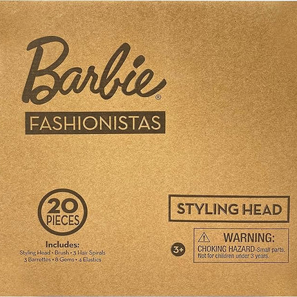 Barbie Fashionistas 8-Inch Styling Head, Blonde, 20 Pieces Include Hair Styling Accessories, Kids Toys for Ages 3 Up by Just Play