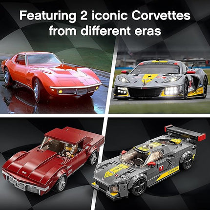 LEGO 76903 Speed Champions Chevrolet Corvette C8.R Race Car and 1969 CC Racing Model, Toy Cars Building Kit for Kids 8 Plus Years Old, 2 Sports Models