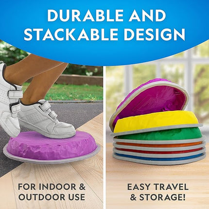 NATIONAL GEOGRAPHIC Stepping Stones for Kids – Durable Non-Slip Stones Encourage Toddler Balance & Gross Motor Skills, Indoor & Outdoor Toys, Obstacle Course, Gifts for Toddlers (Amazon Exclusive)