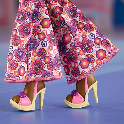 Barbie Signature My Scene Jai Doll and Accessories, Black Braids, Y2K-Inspired Outfit with Pink Top, Vinyl Jacket, Floral Flare Pants and Doll Stand