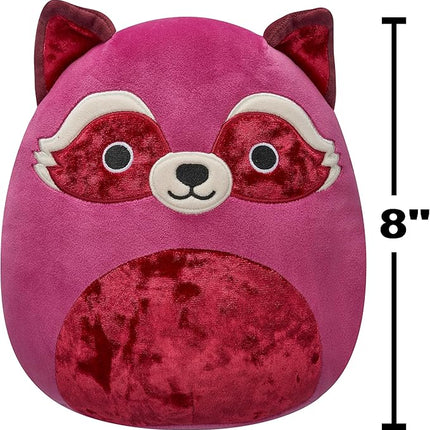 Squishmallows Original 8in Olivieri The Maroon Raccoon with Velvet Accents – Official Jazwares Plush (Little)