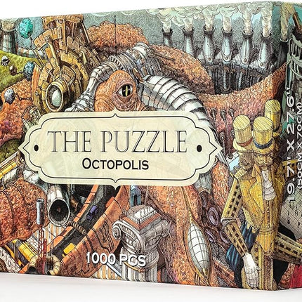 HUNGRY MINDS Octopolis 1000 Piece Jigsaw Puzzle for Adults - Challenging and Difficult Puzzle with Stunning Octopus Theme - Perfect for Expert Puzzle Enthusiasts - Brain-Teasing Gift