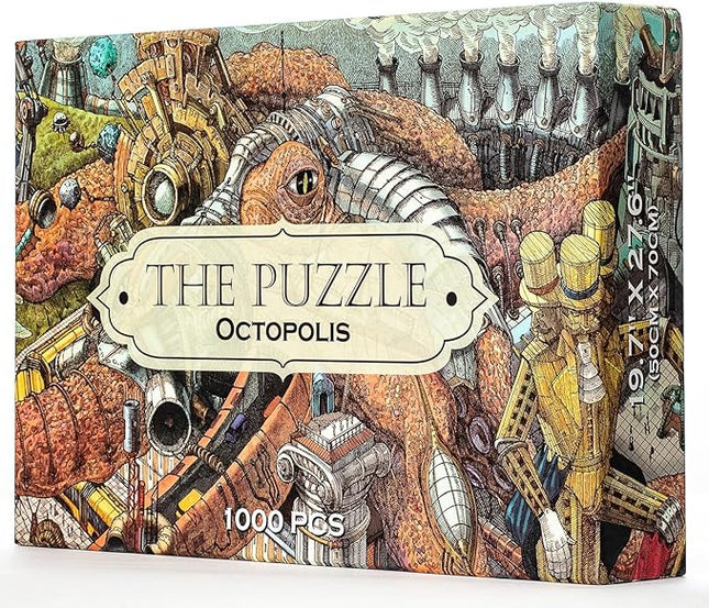 HUNGRY MINDS Octopolis 1000 Piece Jigsaw Puzzle for Adults - Challenging and Difficult Puzzle with Stunning Octopus Theme - Perfect for Expert Puzzle Enthusiasts - Brain-Teasing Gift